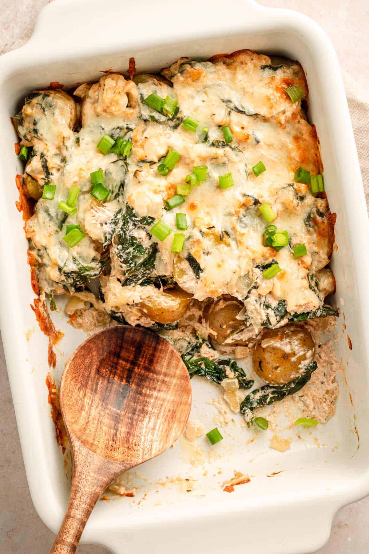 Creamy spinach potato casserole.