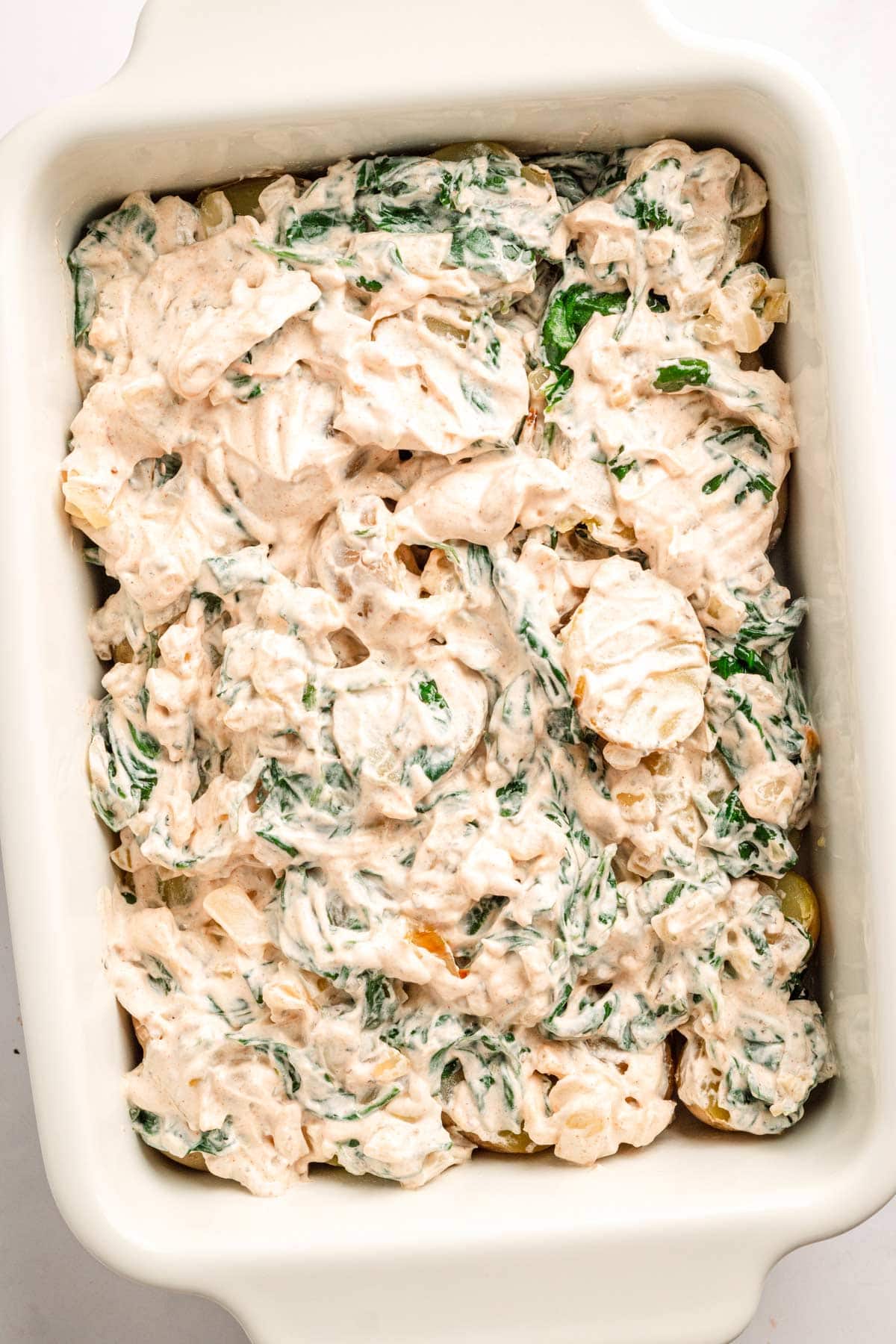 Creamy spinach potato casserole.