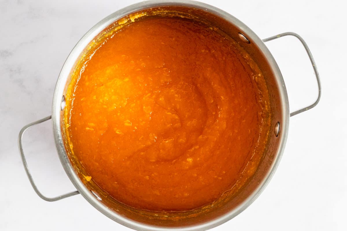 pumpkin jam in a pot.