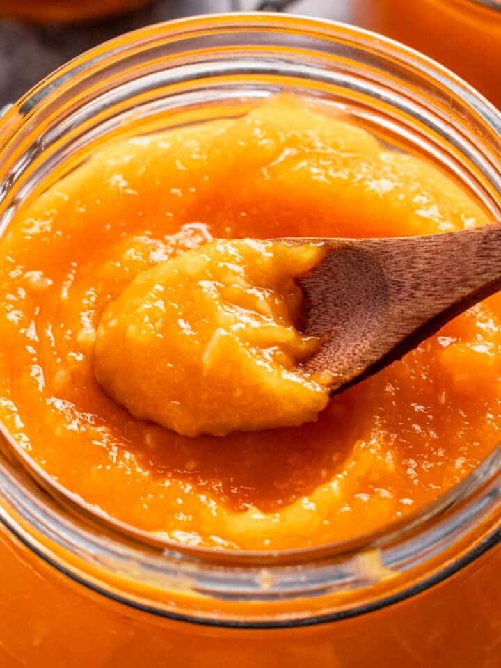 pumpkin jam in a jar.