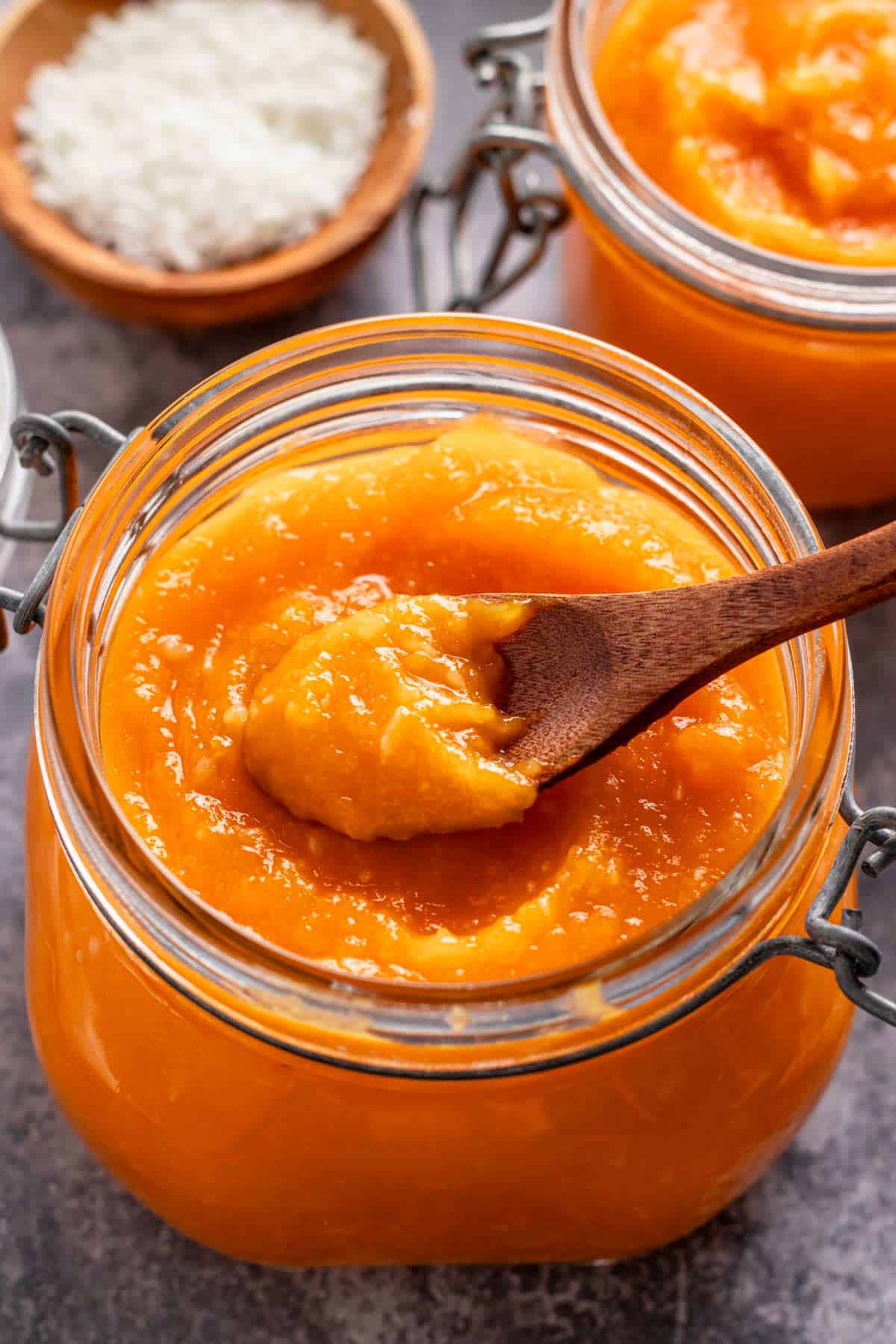 pumpkin jam in a jar.