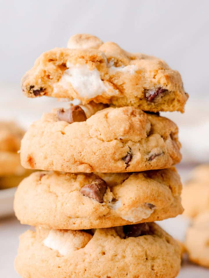 Soft and chewy pumpkin smores cookies with chocolate chips.