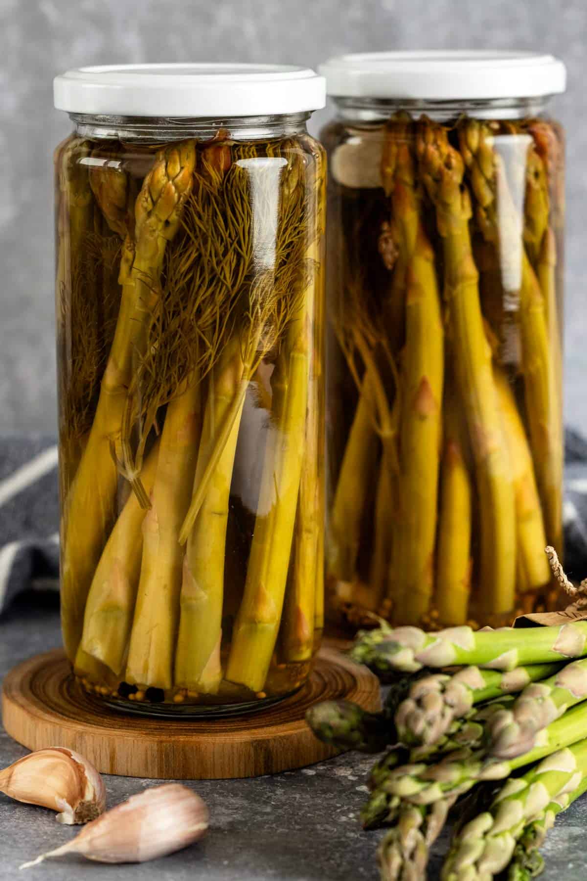 jars of pickled asparagus.