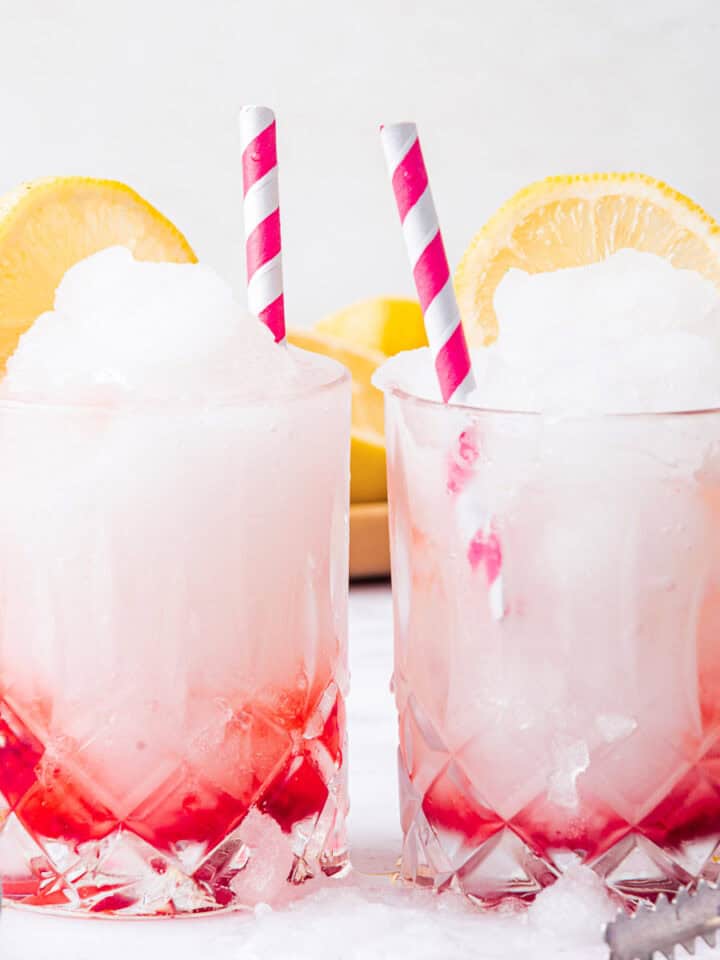 frozen gin tonic with raspberries.