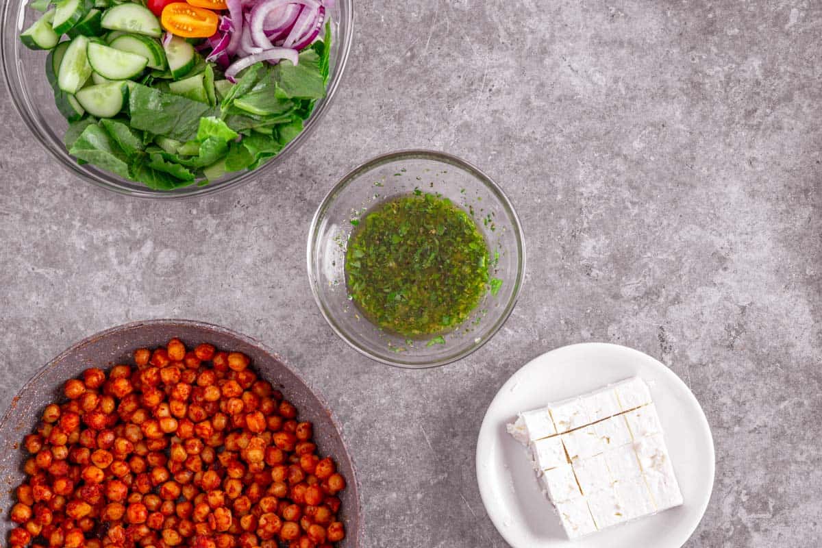 olive oil herb salad dressing for chickpea salad