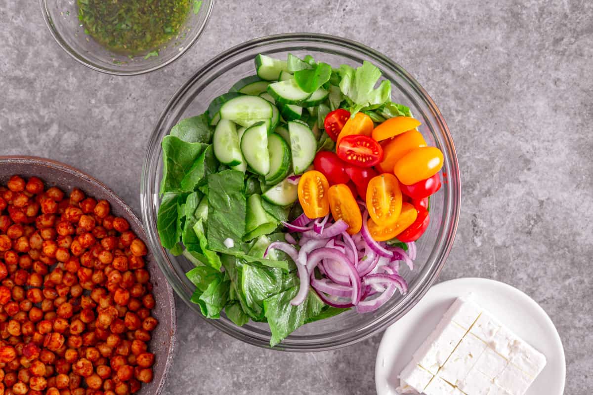 chickpea salad in a bowl