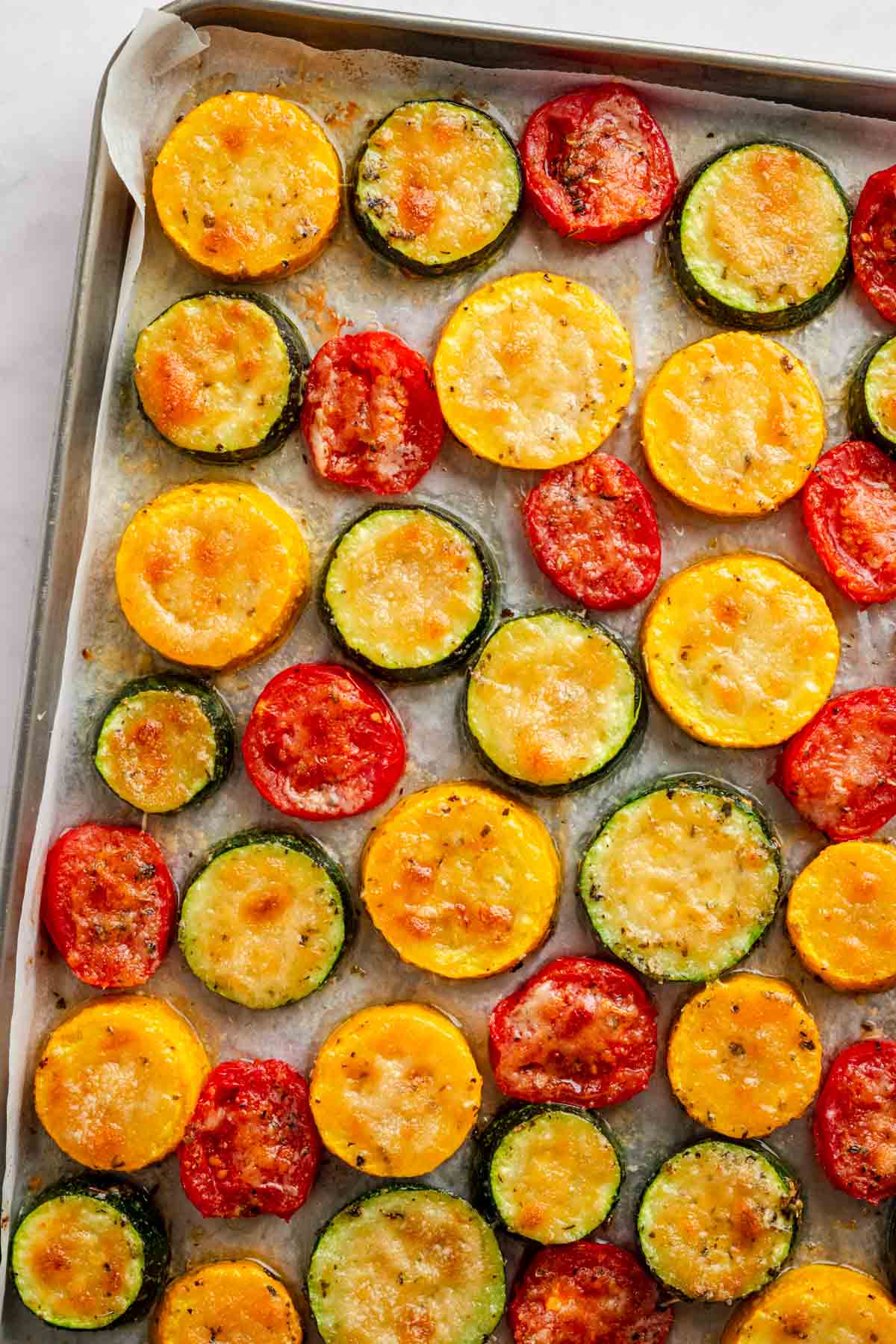 Roasted parmesan zucchini,squash and tomatoes.