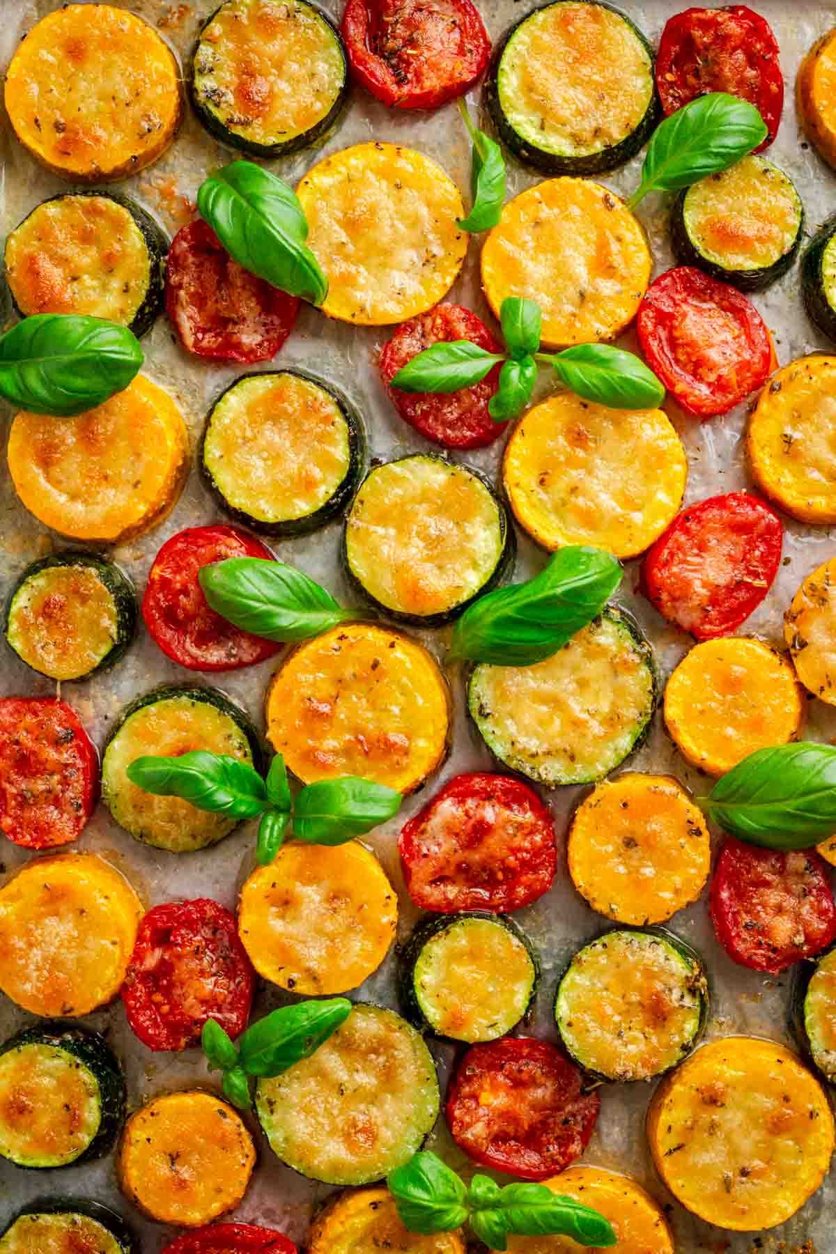 Roasted parmesan zucchini,squash and tomatoes.
