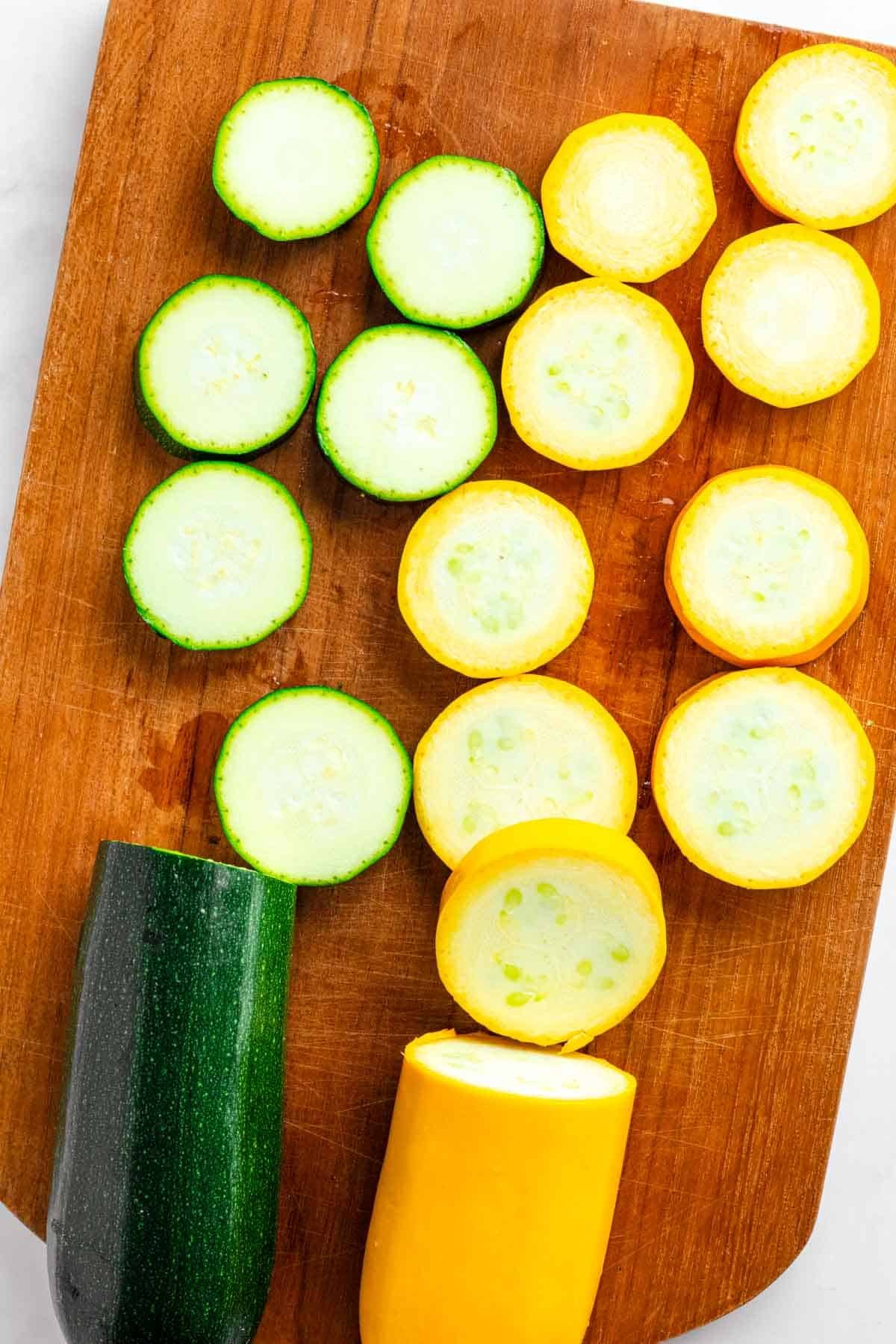 sliced zucchini and squash.