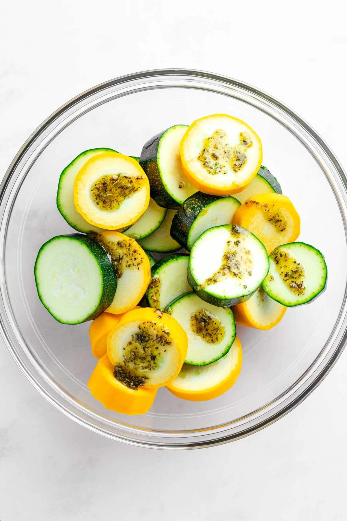 sliced zucchini and squash.