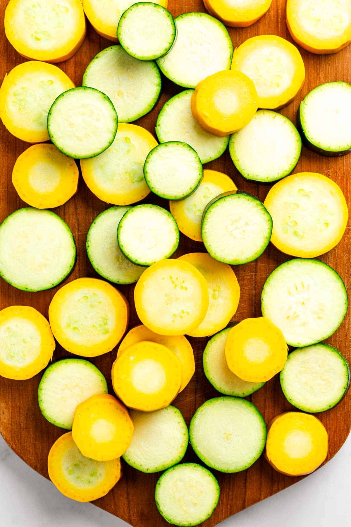 sliced zucchini and squash.