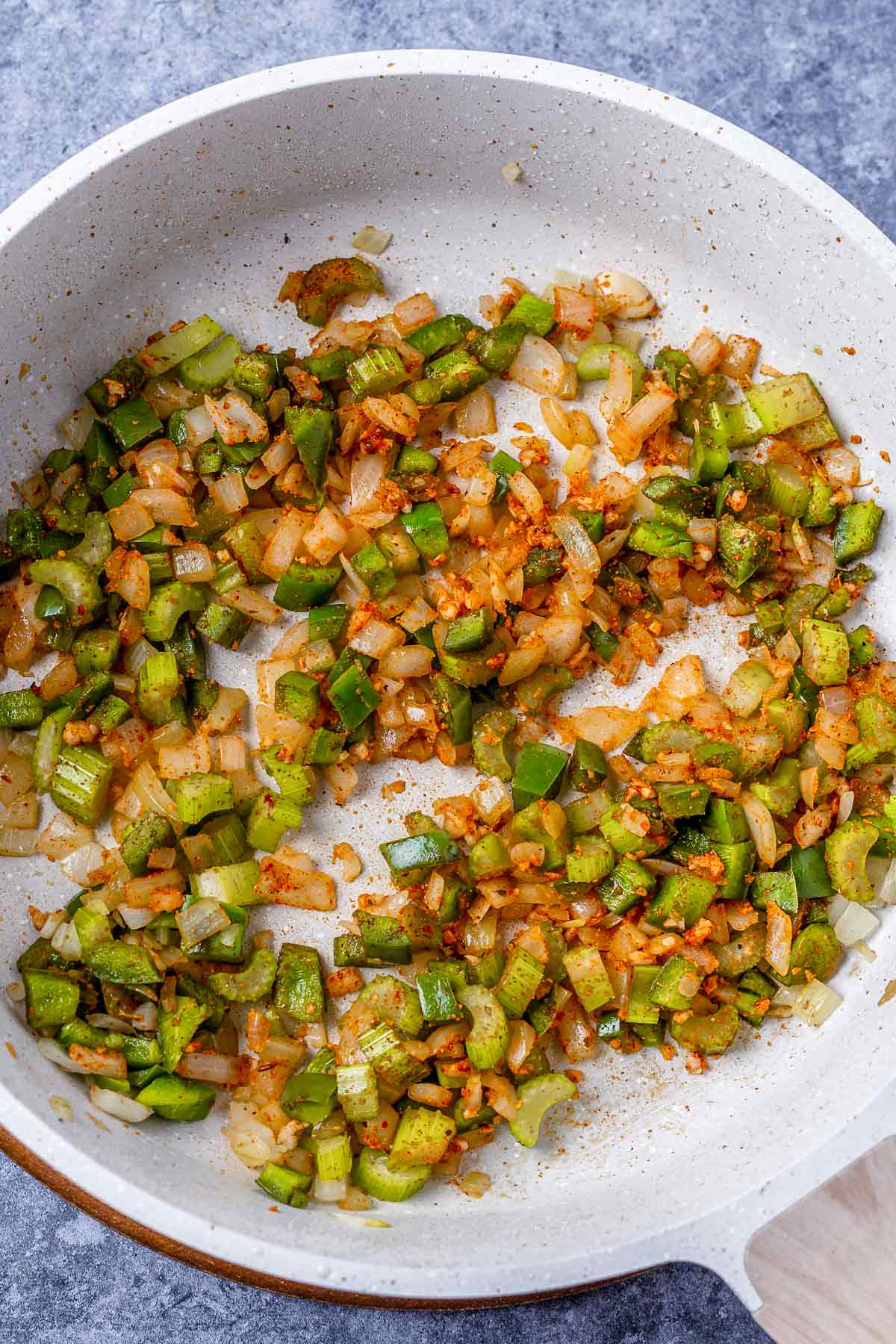vegetables cooking in the skillet