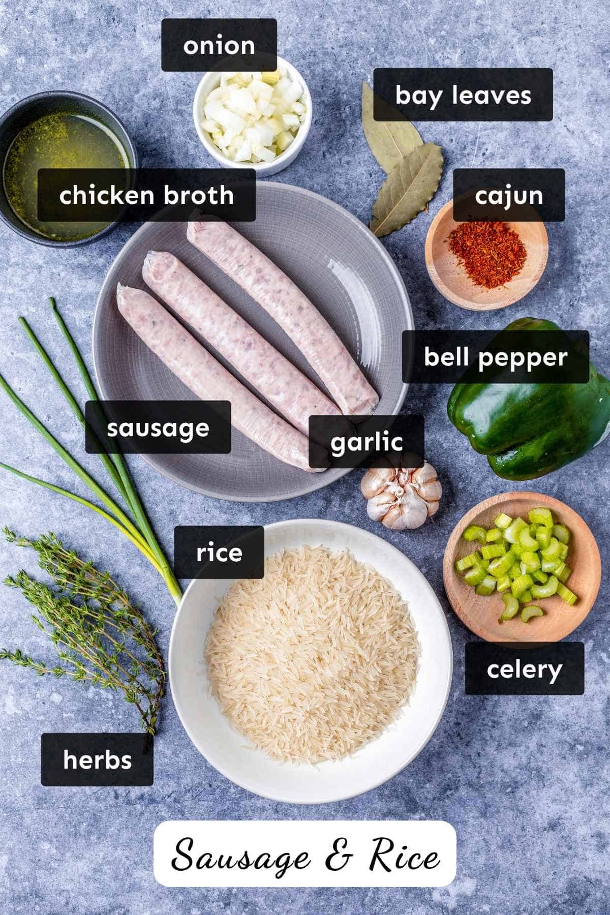 ingredients for Sausage Dirty Rice