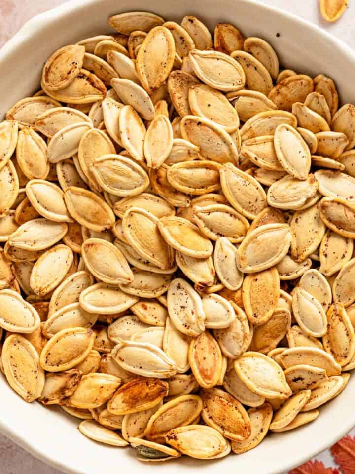 golden brown pumpkin seeds.
