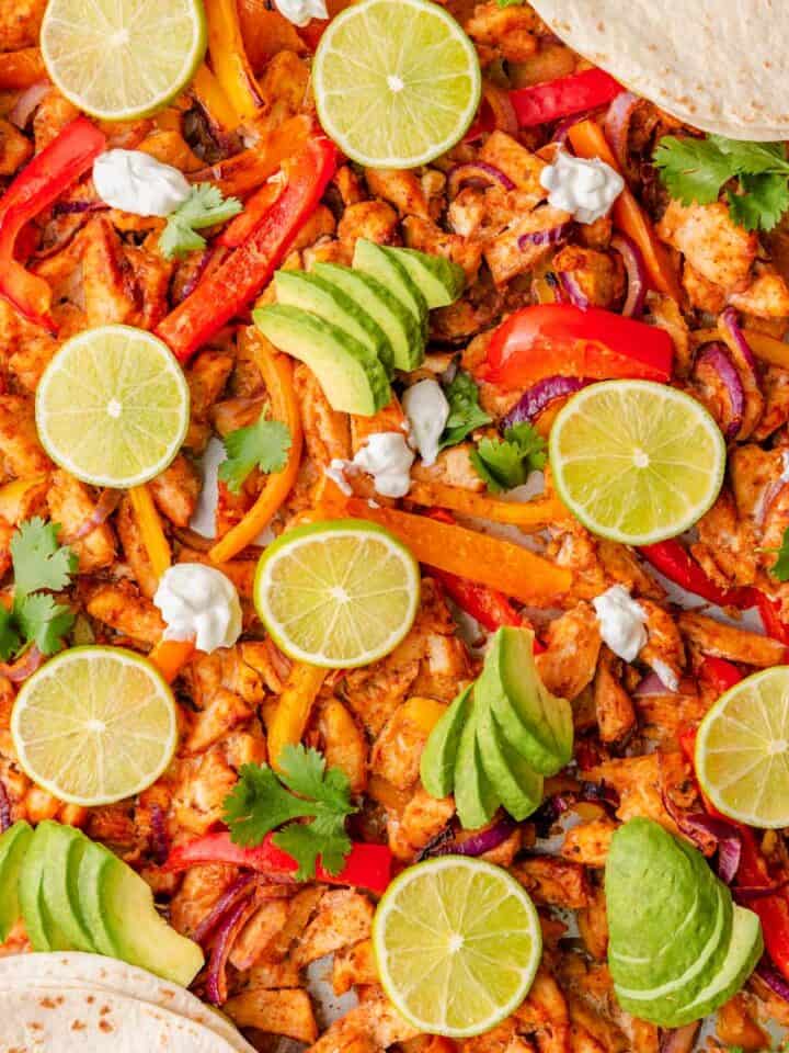 Sheet pan chicken fajitas.