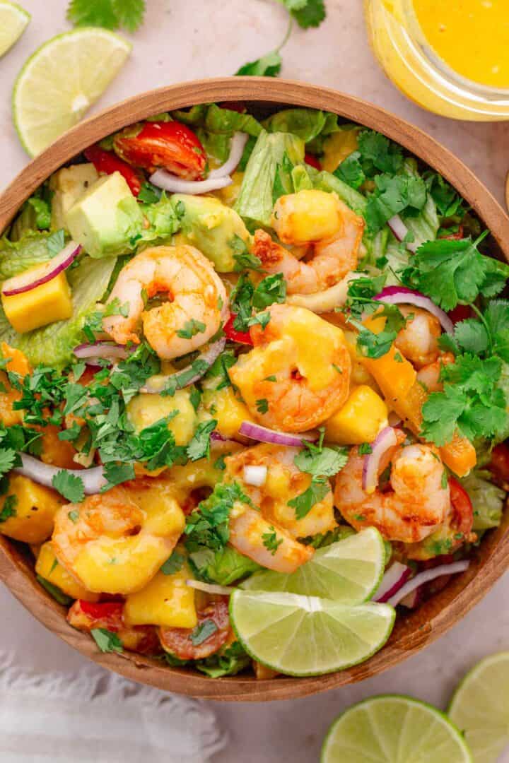 Mango Shrimp Salad (With Cooked Shrimp and Avocado) - The Yummy Bowl