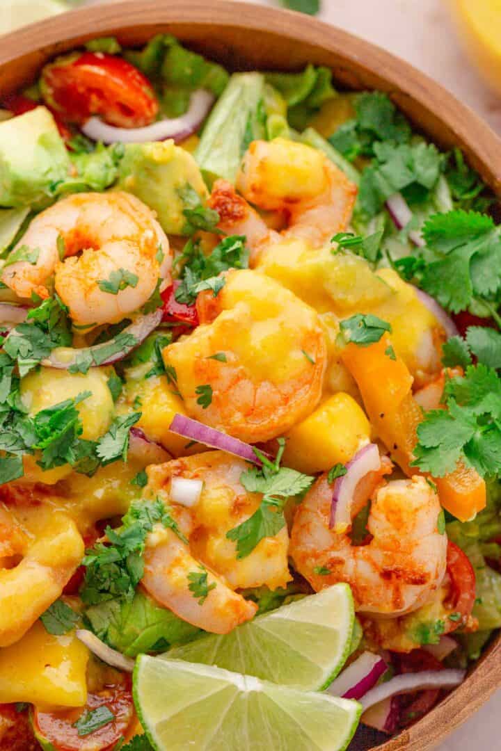 shrimp salad with mango dressing.