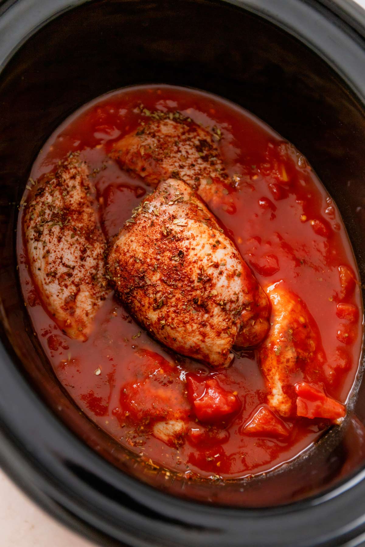 chicken cacciatore before cooking with all the ingredients