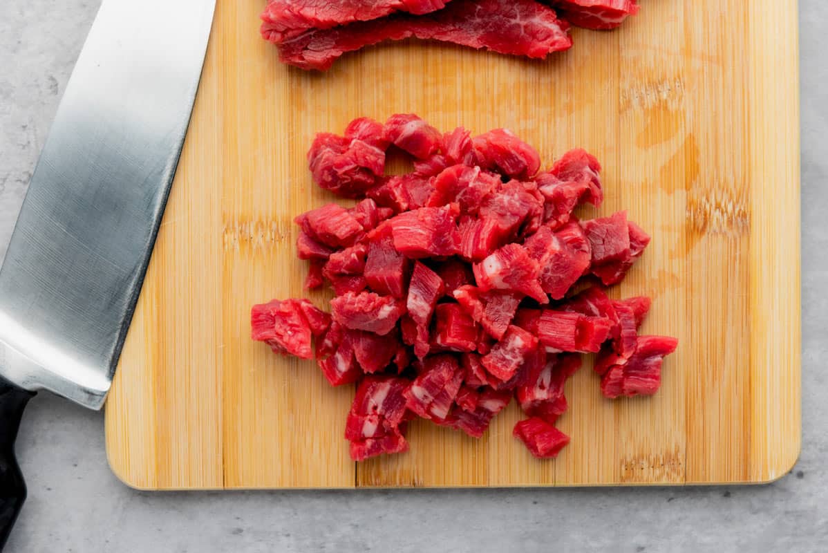 flank steak diced into small cubes