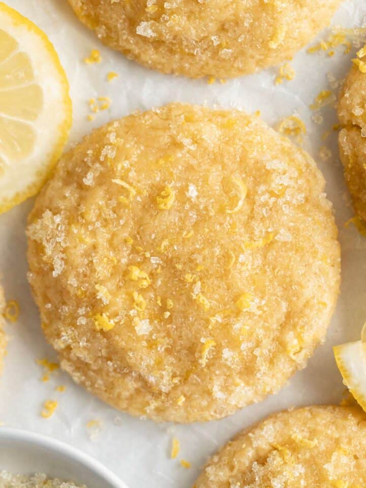 a close up shot of lemon sugar cookies