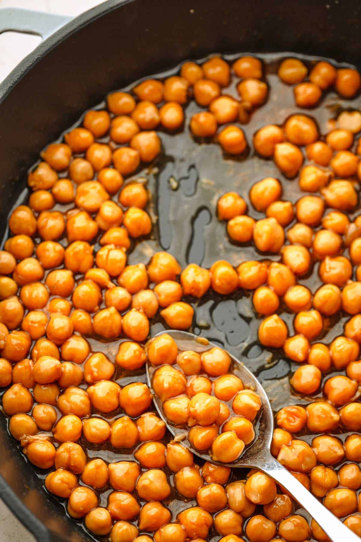 Sticky sesame chickpeas.
