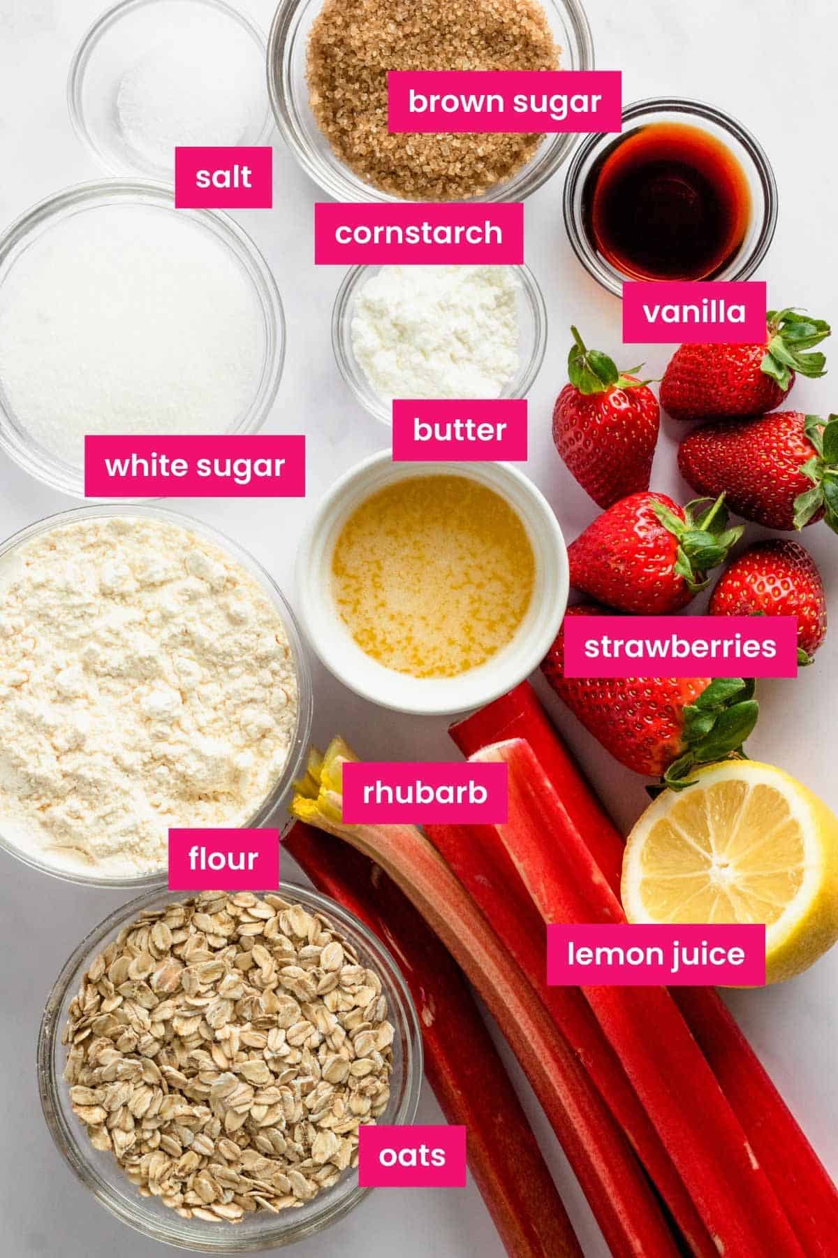 strawberry rhubarb crisp ingredients