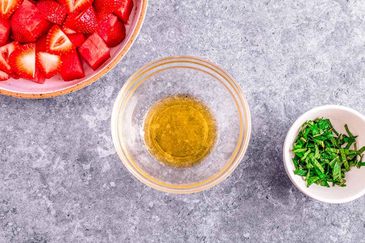 lime honey dressing combined in a bowl