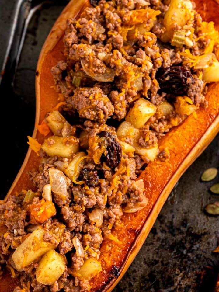 ground beef stuffed butternut squash.