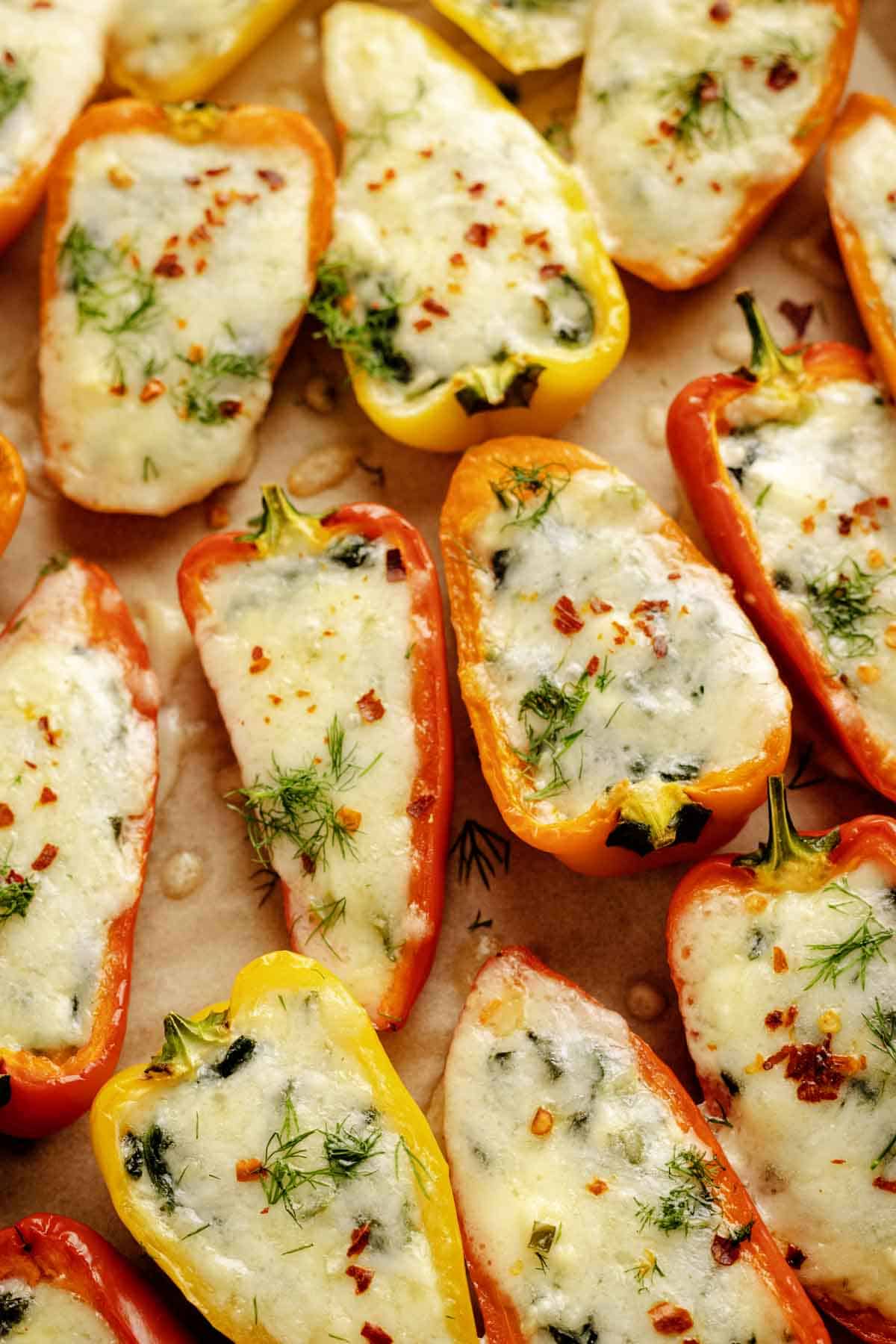 Stuffed Mini Peppers With Spinach and Feta.