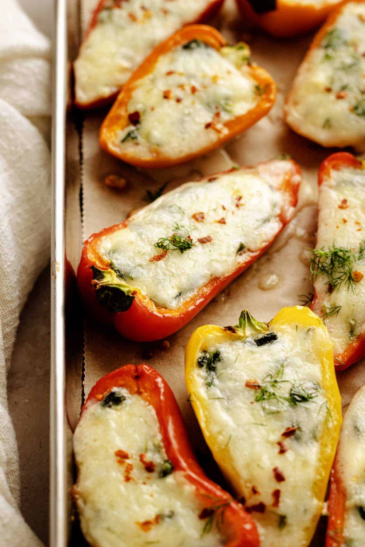 Stuffed Mini Peppers With Spinach and Feta.