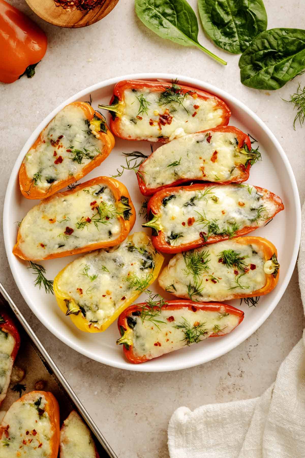 Stuffed Mini Peppers With Spinach and Feta.
