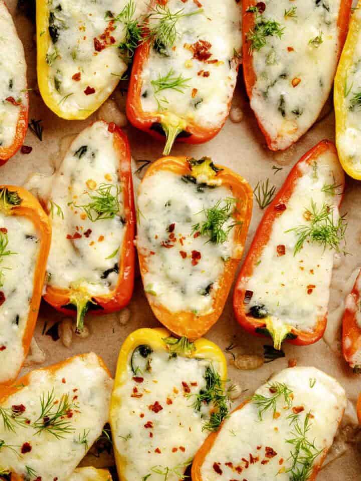 Stuffed Mini Peppers With Spinach and Feta.
