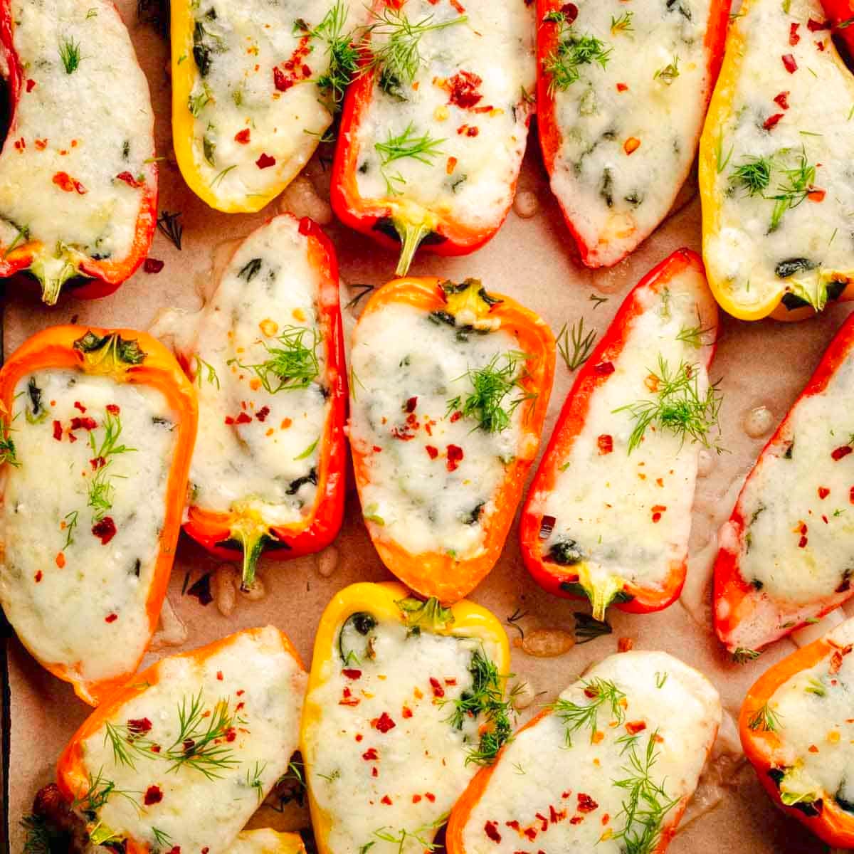 Stuffed Mini Peppers With Spinach and Feta.