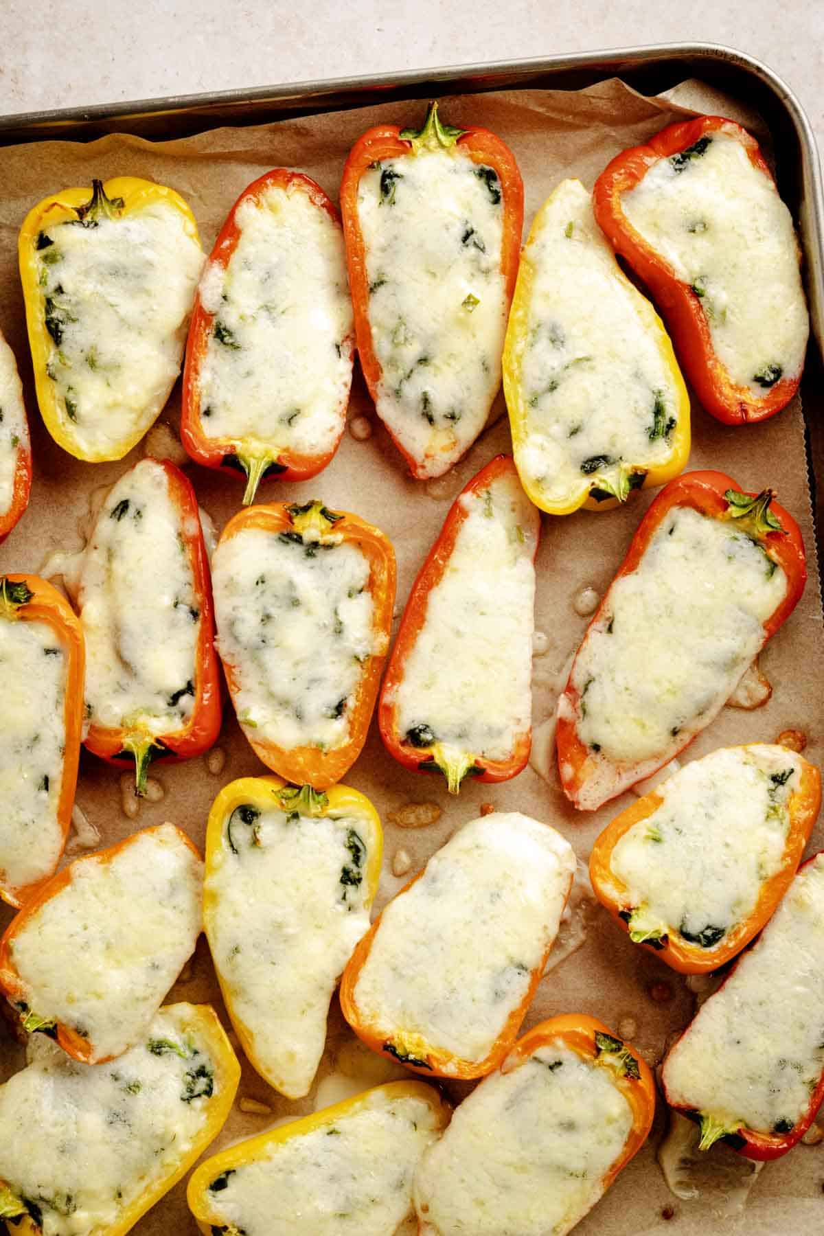 Stuffed Mini Peppers With Spinach and Feta.