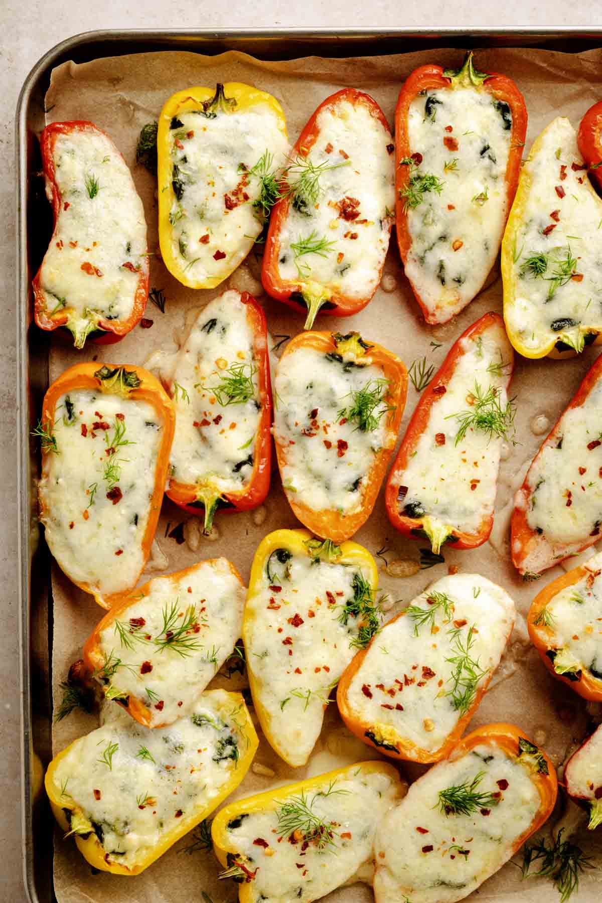 Stuffed Mini Peppers With Spinach and Feta.