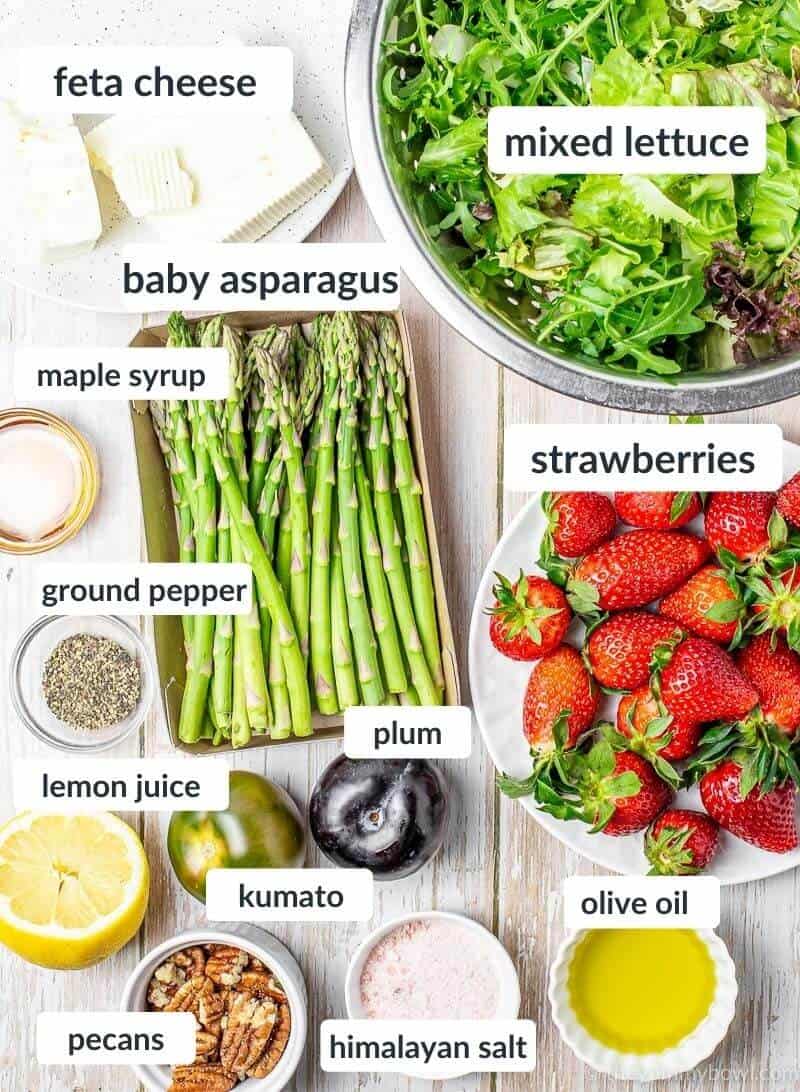 summer salad ingredients flatlay