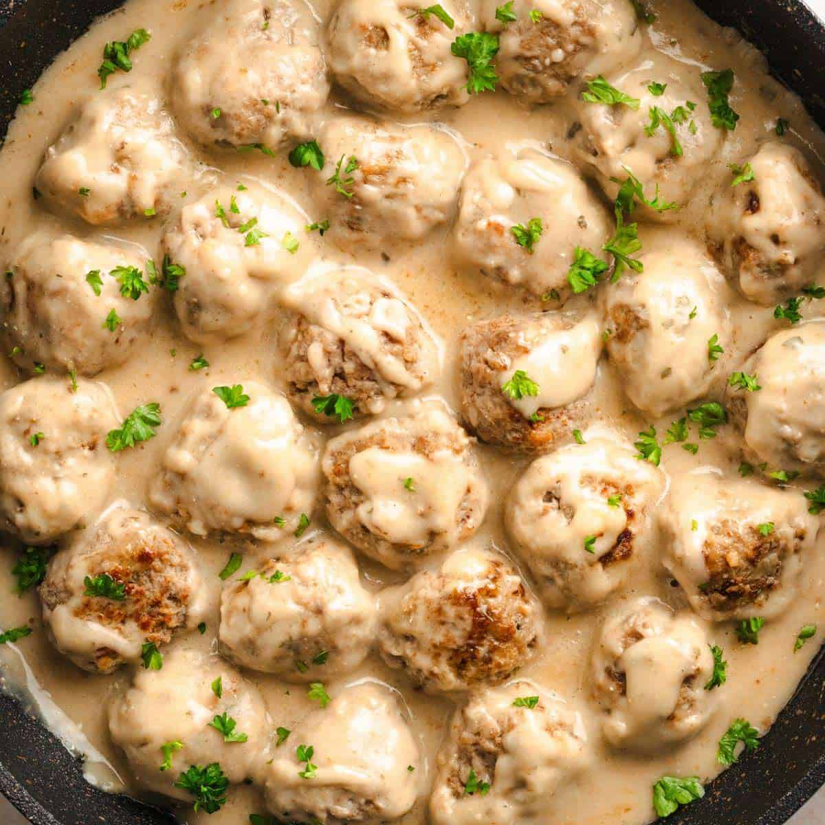 Creamy and saucy Swedish Meatballs.