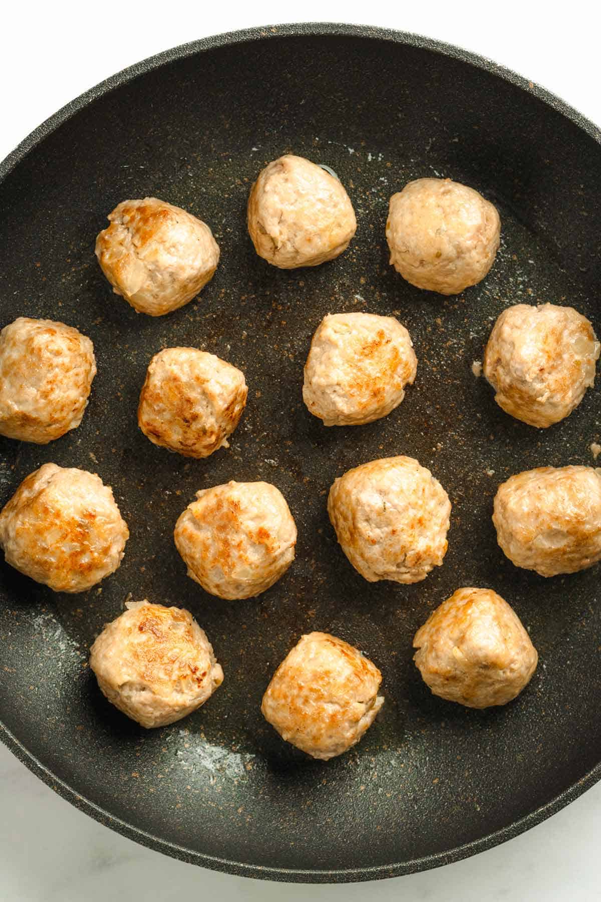 Making Swedish meatballs.
