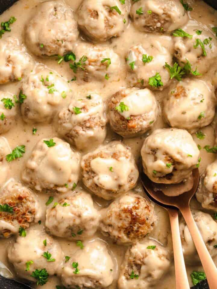 Creamy and saucy Swedish Meatballs.