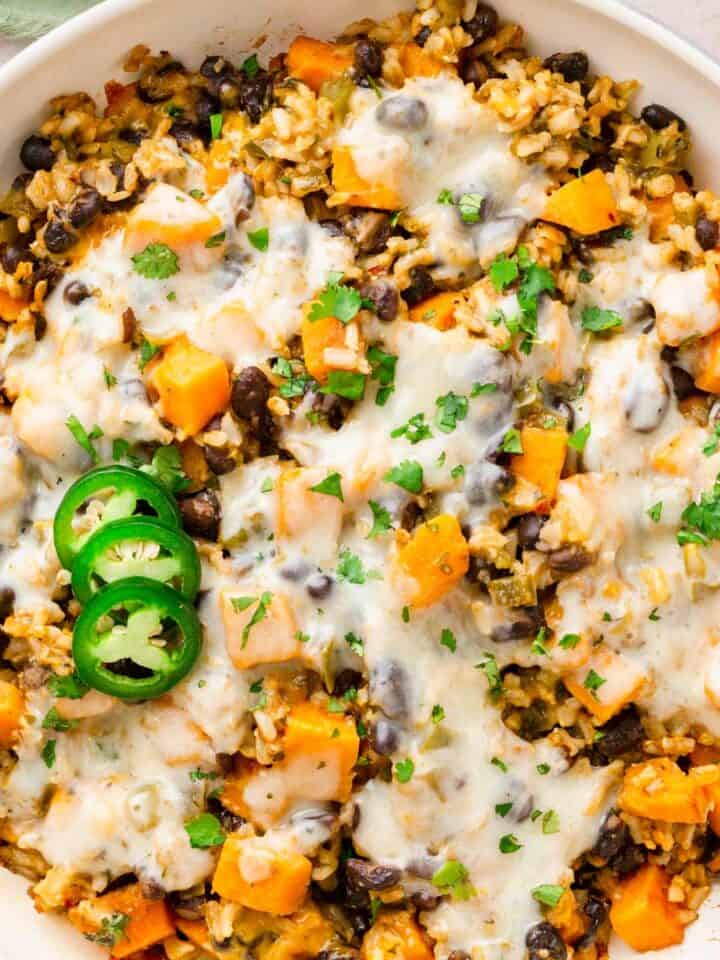 One-Pan Sweet Potato, Black Bean Rice Skillet