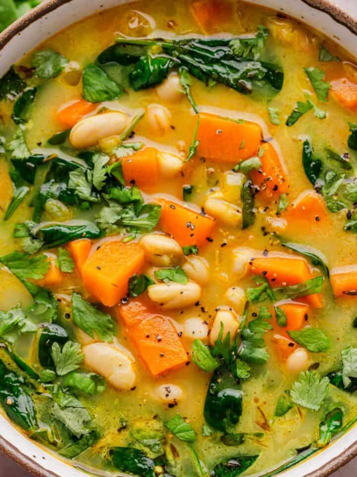 sweet potato soup with coconut and spices.