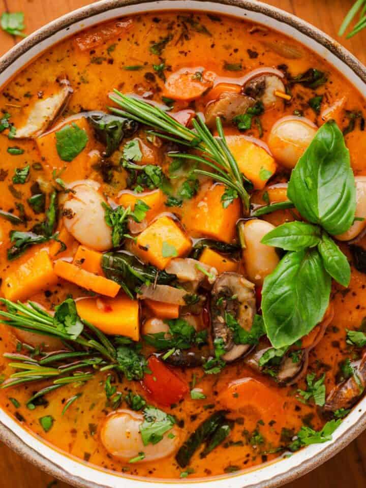 white bean coconut soup bowl.