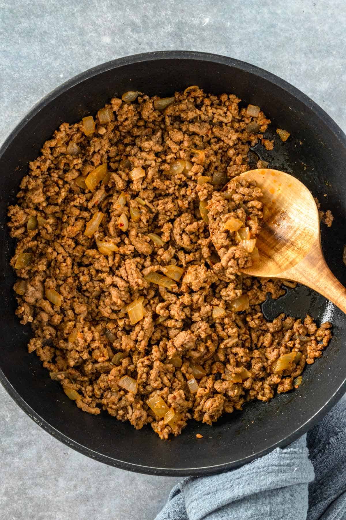 taco ground meat in skillet