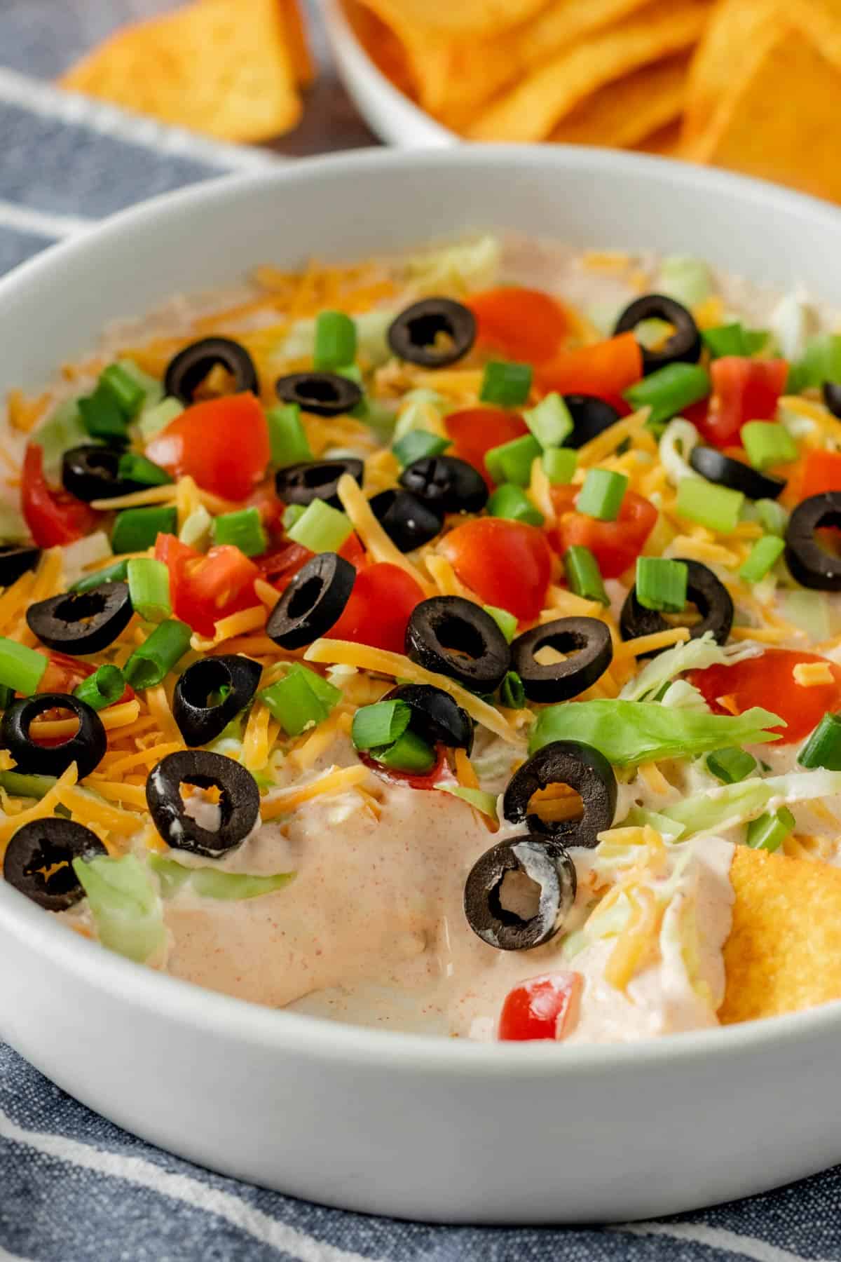 cream cheese taco dip with tortilla chips