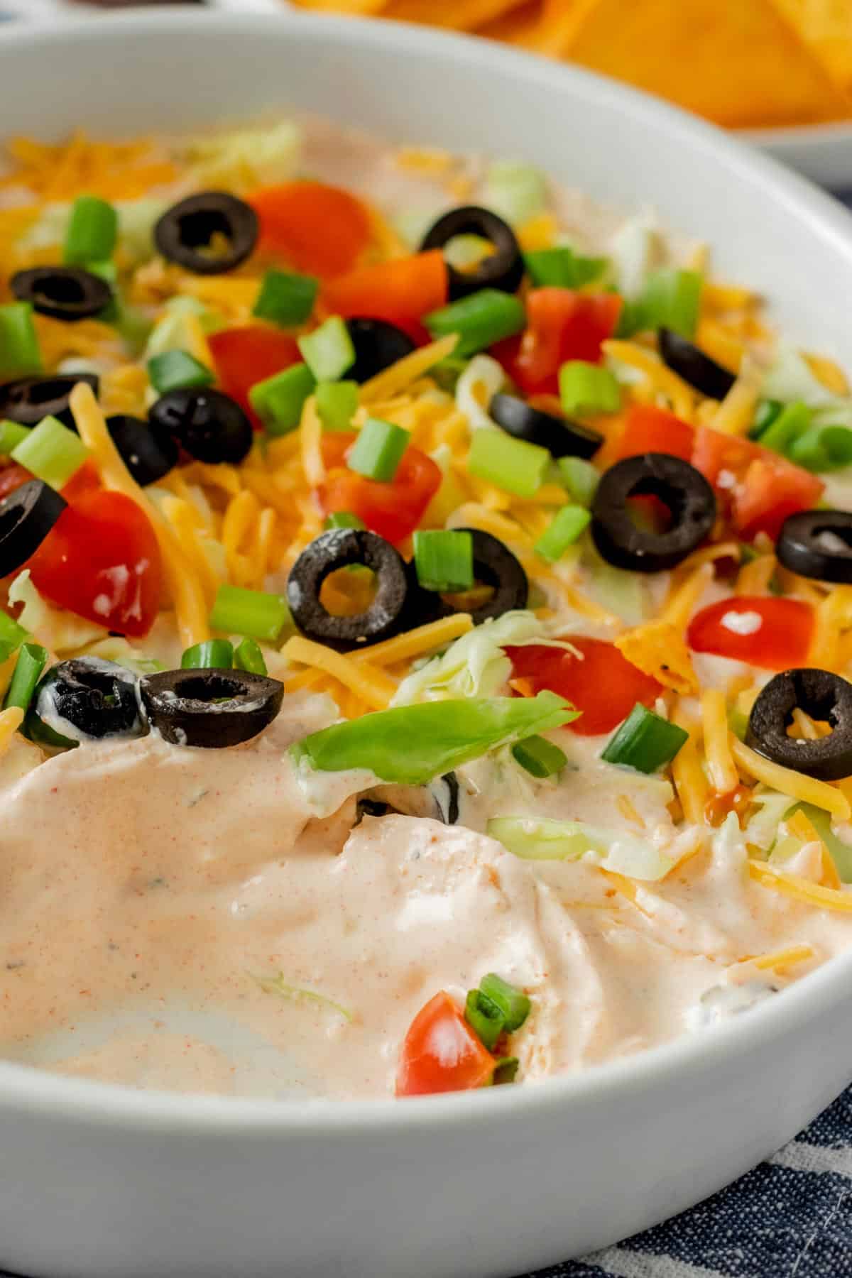cream cheese taco dip with tortilla chips