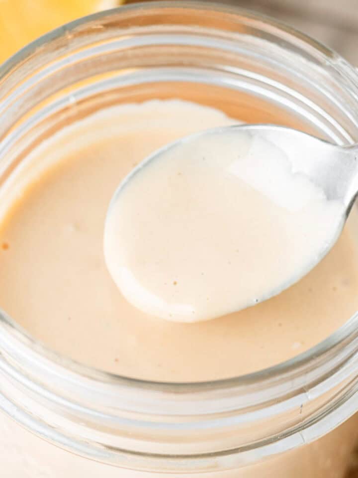 Easy garlic lemon tahini dressing.