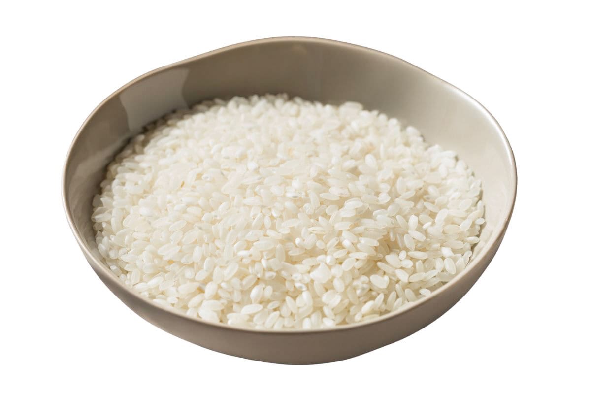 uncooked texmati rice bowl.