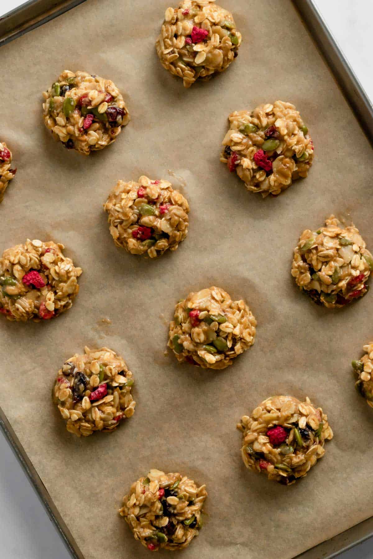 a stack of healthy oatmeal breakfast cookies before baking