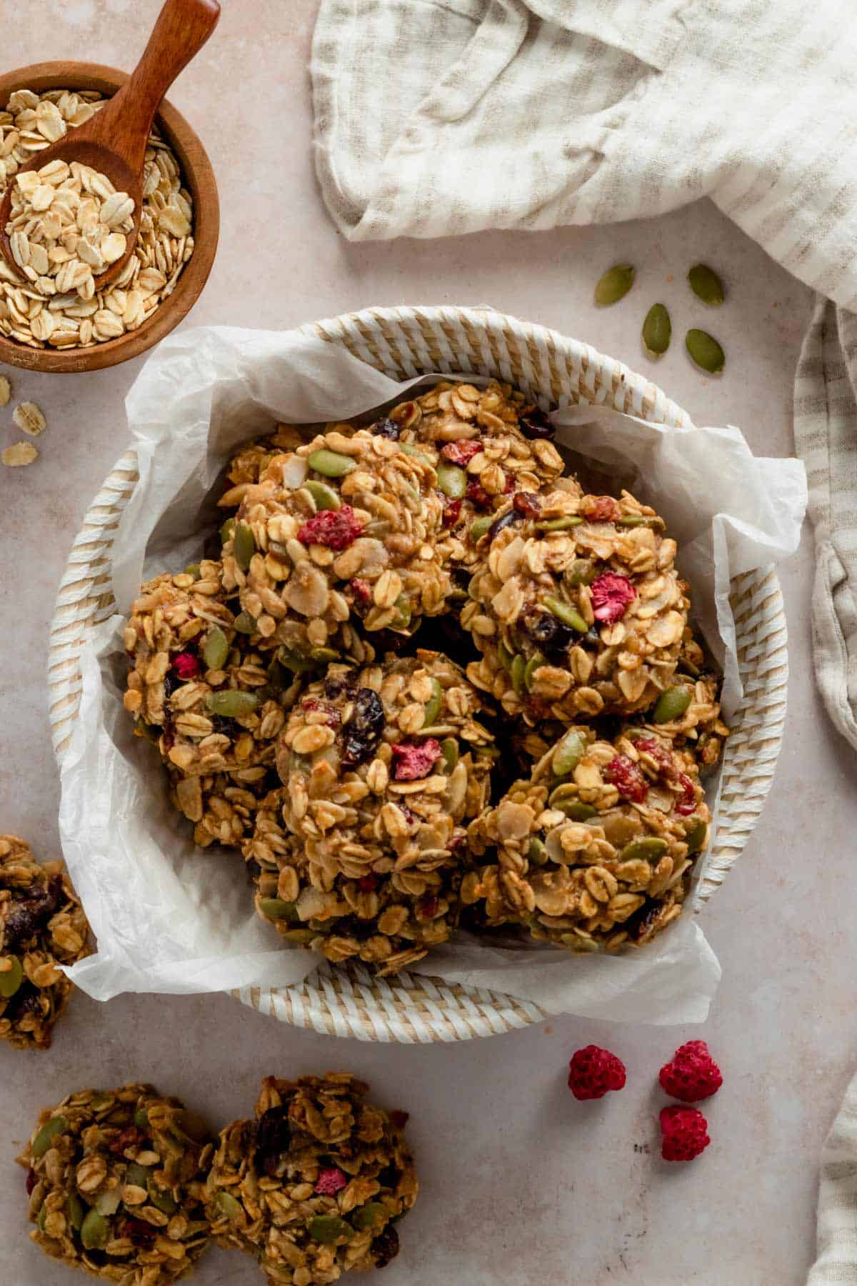 a bowl of healthy oatmeal cookies