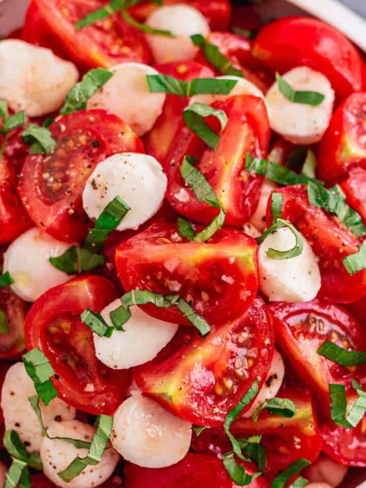 mini mozzarella tomato salad.